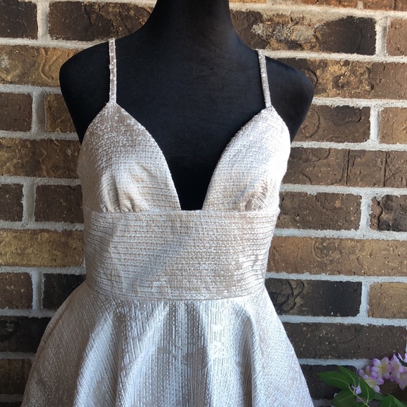 SAU Anthropology Ivory Champagne Spaghetti Strap Dress - Picture 3 of 12